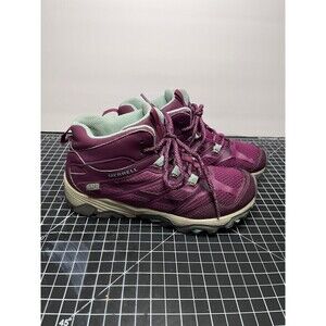Merrell Waterproof Girls Hiking boots ~ Purple Gray Mint US 3M Lace Up Mesh READ